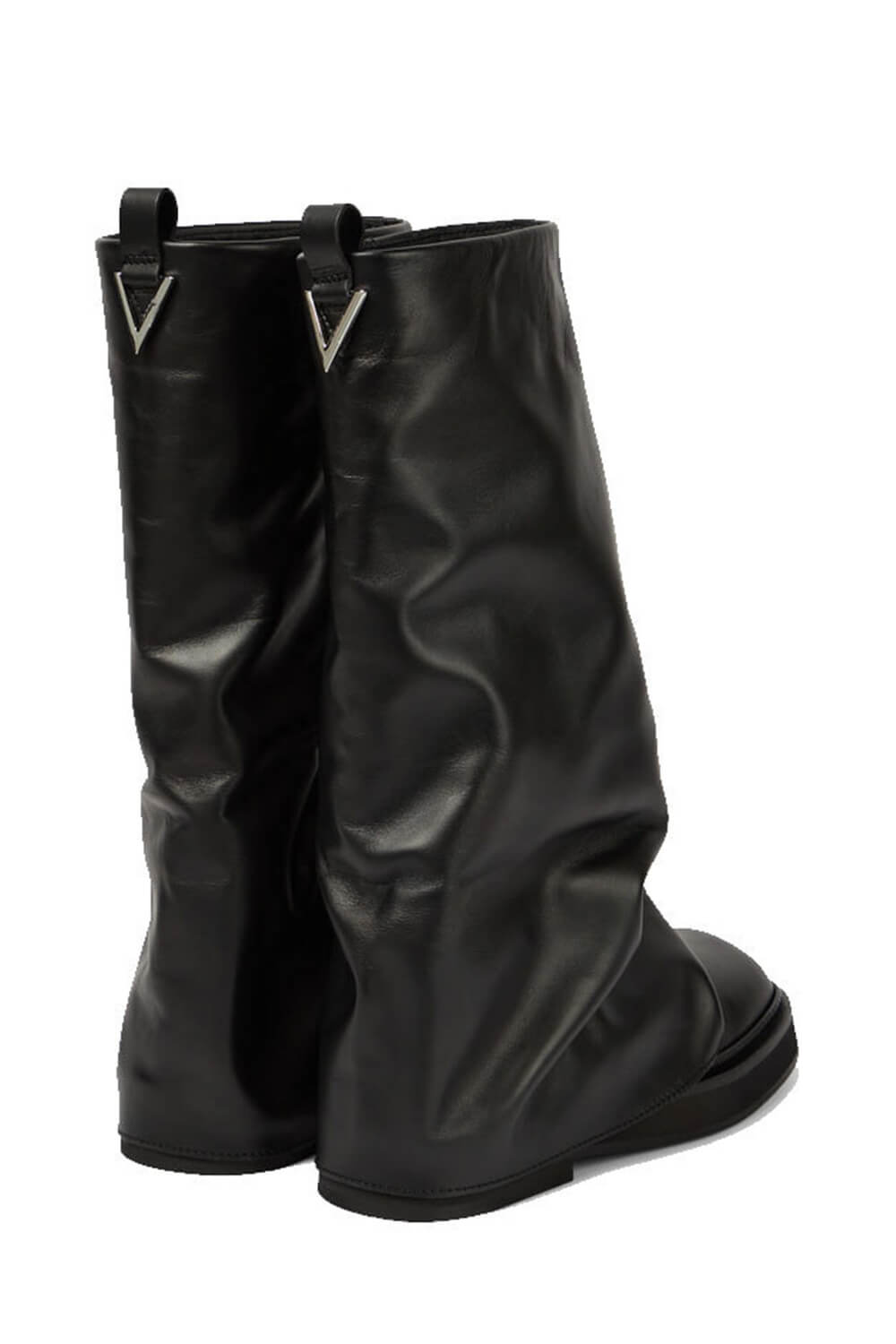 Faux Leather Layered Knee High Platform Combat Boots