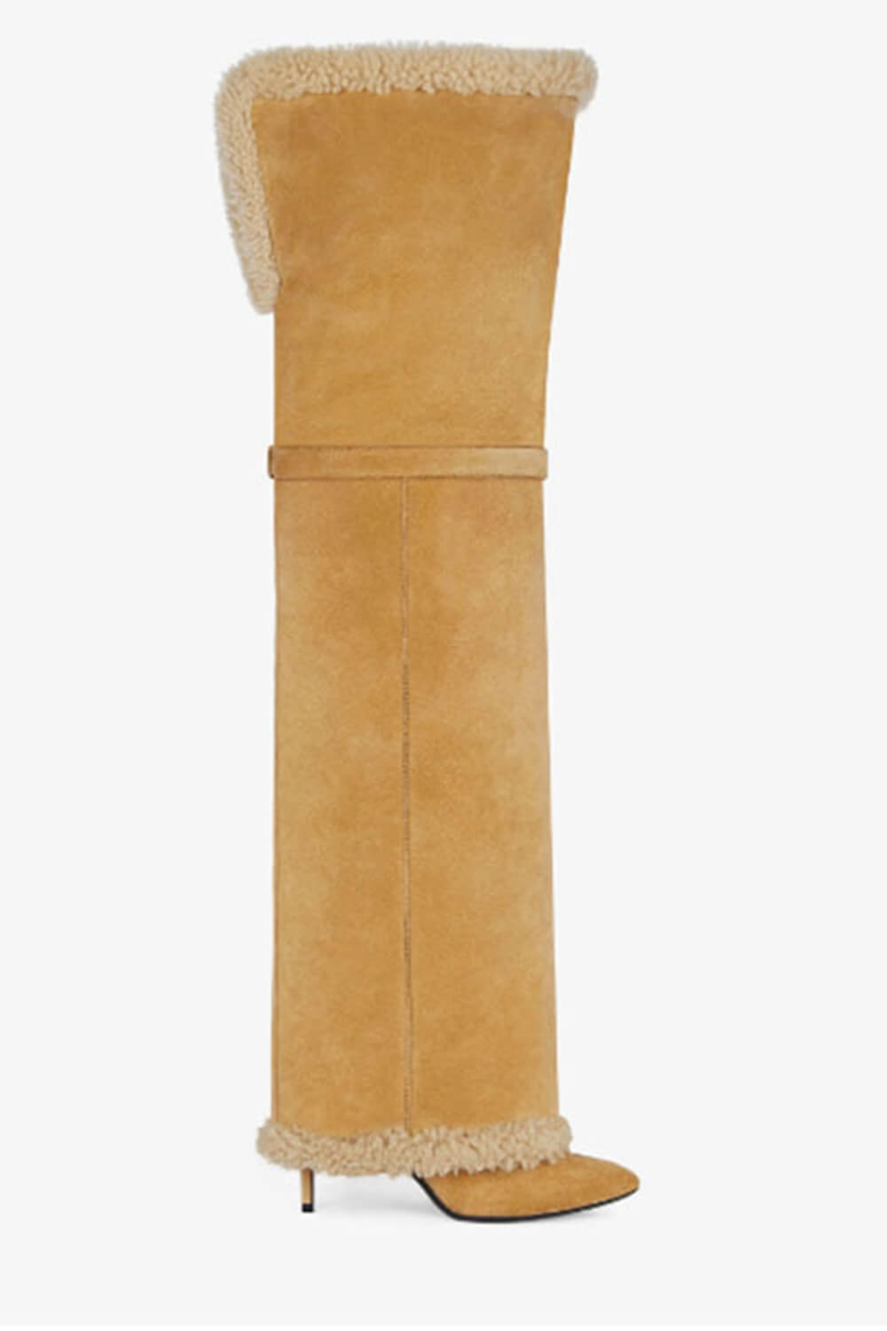 Metal Lock Suede Over-The-Knee Stiletto Boots -