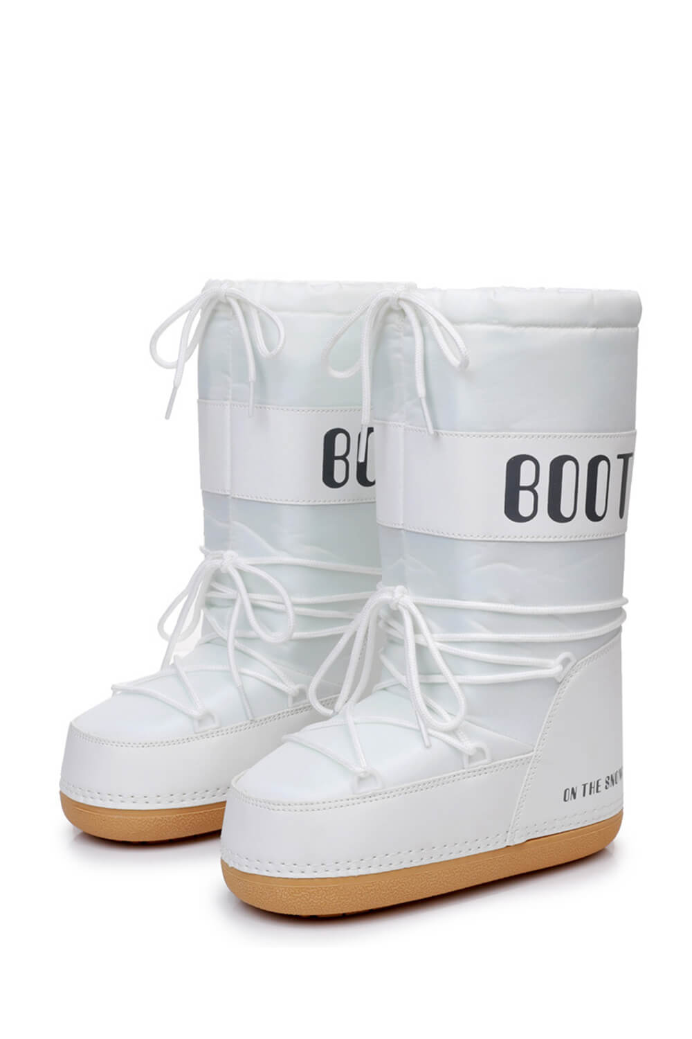 Pvc Padded Lace Up Mid-Calf Snow Boots