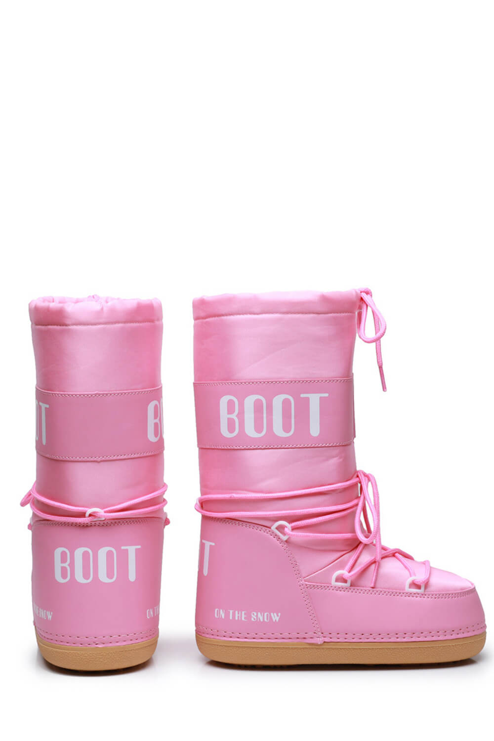 Pvc Padded Lace Up Mid-Calf Snow Boots
