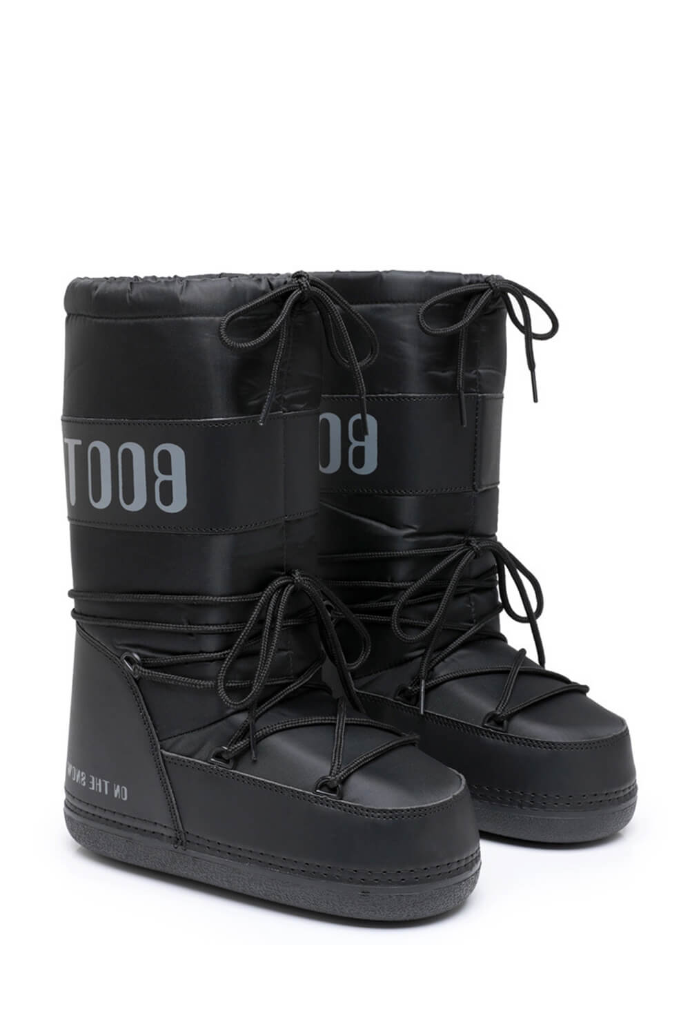 Pvc Padded Lace Up Mid-Calf Snow Boots