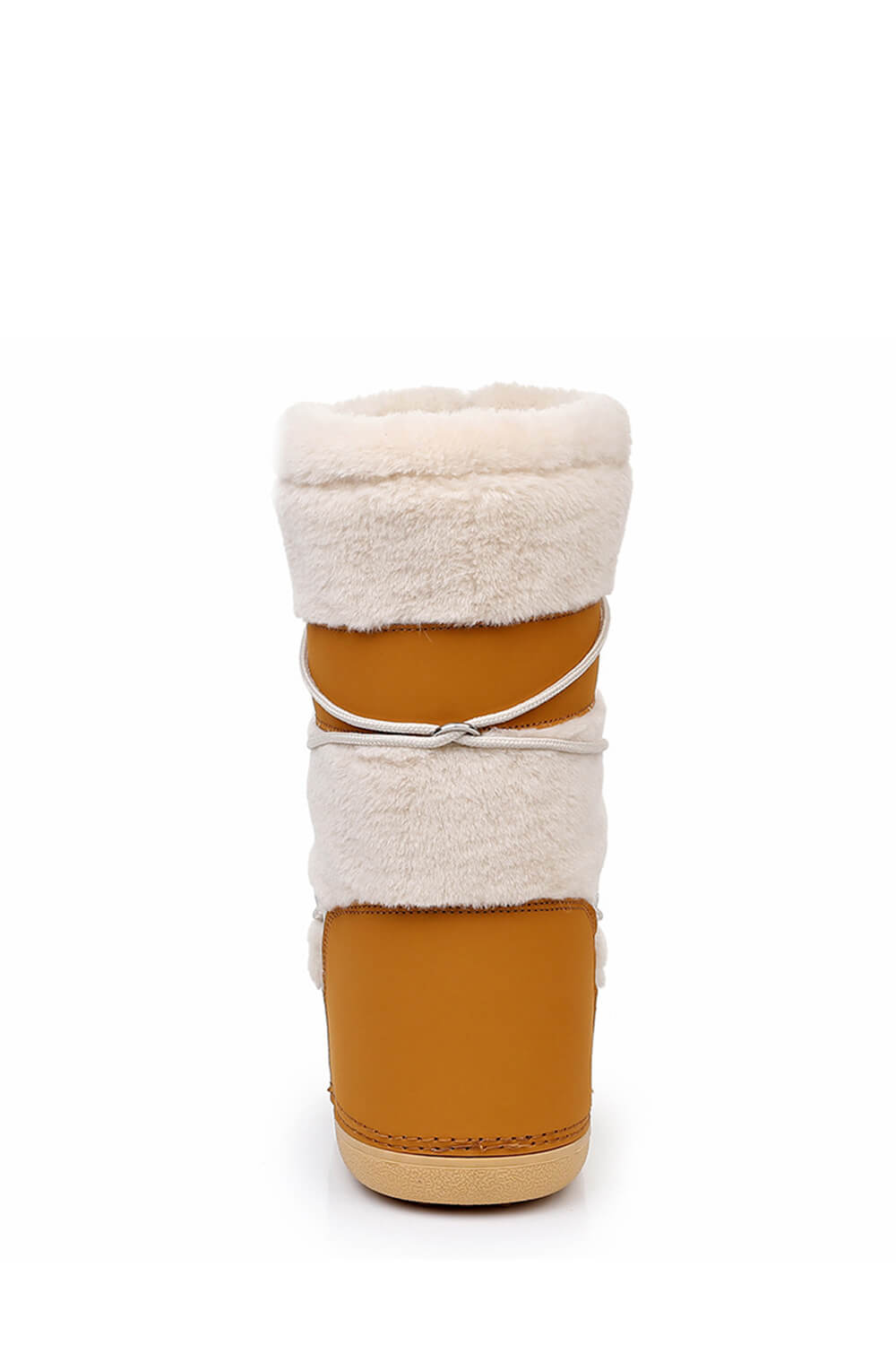 Faux Fur Panelled Lace Up Mid-Calf Snow Boots