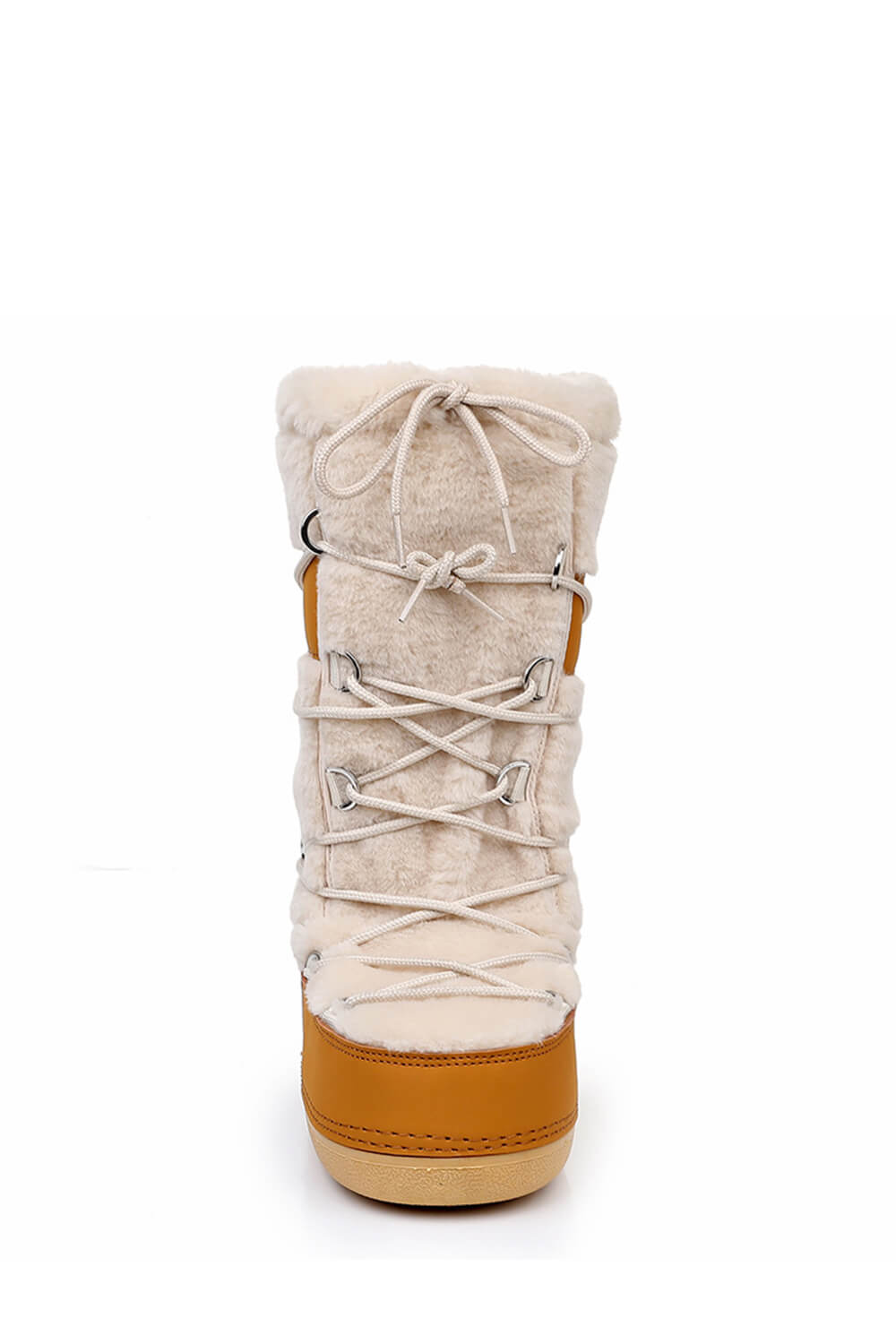 Faux Fur Panelled Lace Up Mid-Calf Snow Boots