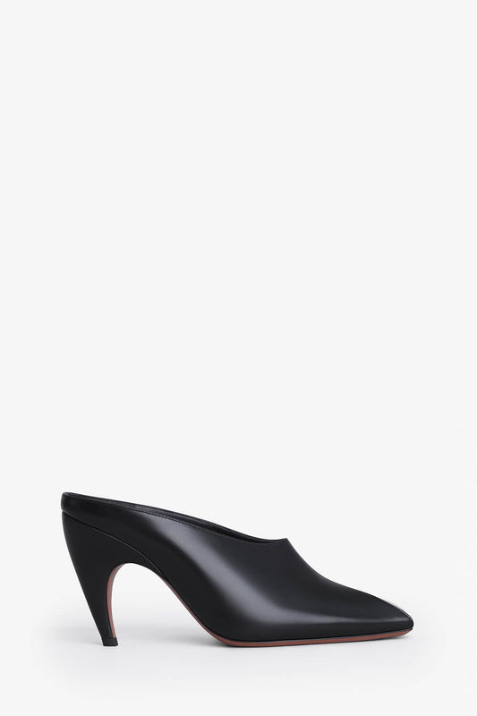 Squared Peep Toe Sculptural Heeled Mules