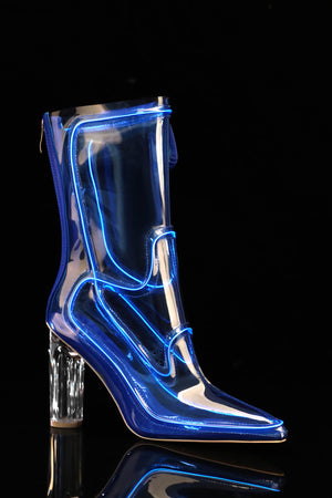 Pvc Mid Calf Pointed Toe Bootie
