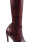 Firebrick Snake Print Stiletto Thigh High Boots