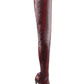 Firebrick Snake Print Stiletto Thigh High Boots