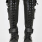 Black Lace Up Pocket Detail Chunky Knee High Combat Boots