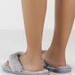 Grey Fluffy Thong Toe Strap Faux Fur Slippers
