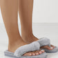 Grey Fluffy Thong Toe Strap Faux Fur Slippers