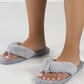 Grey Fluffy Thong Toe Strap Faux Fur Slippers