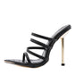 Black Faux Croc Strappy Stiletto Mules