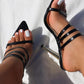 Black Faux Croc Strappy Stiletto Mules