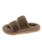 Brown Fluffy Faux Fur Double Strap Slippers