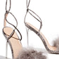 Snake Print Faux Fur Lace Up Clear Perspex Stiletto Heels