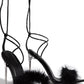 Black Faux Fur Lace Up Clear Perspex Stiletto Heels