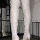 White Croc Print Thigh High Stiletto Boots