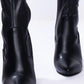 Black Faux Leather Block Heel Over The Knee Thigh High Boots