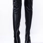 Black Faux Leather Block Heel Over The Knee Thigh High Boots