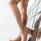 Nude Faux Leather Flat Chunky Over The Knee Thigh High Boots