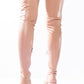 Nude Faux Leather Flat Chunky Over The Knee Thigh High Boots