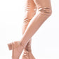 Nude Faux Leather Flat Chunky Over The Knee Thigh High Boots