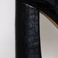 Black Faux Croc Print Platform Block Heel Thigh High Boots
