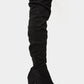Black Suede Chunky Platform Block Heel Thigh High Boots