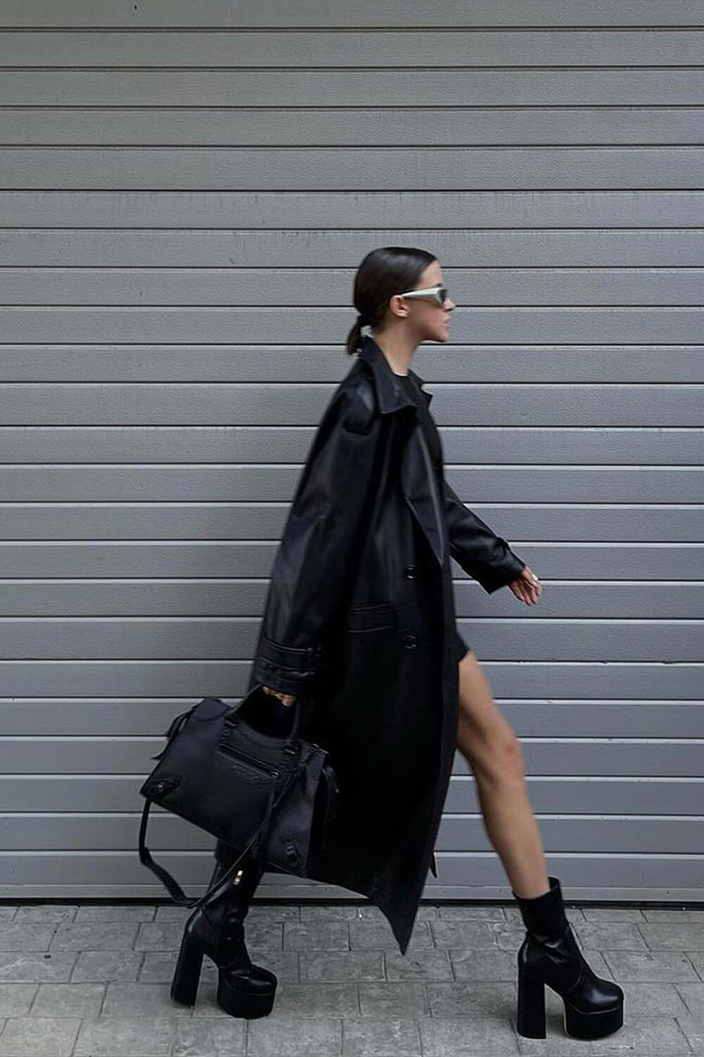 Black Platform Block Ankle Boots
