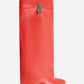 Faux Leather Padlock Detail Folded Wedge Heel Knee High Long Boots - Red