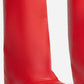 Faux Leather Padlock Detail Folded Wedge Heel Knee High Long Boots - Red