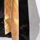 Metallic Color Blocked Croc Padlock Detail Folded Wedge Heel Mid Calf Long Boots--Black & Gold