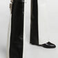 Black & White Color Blocked Padlock Detail Folded Wedge Heel Knee High Long Boots