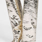 Faux Leather Folded Over Square Toe Block Heeled Knee High Long Boots - Gold