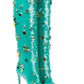 Green Sequined Pointed Toe Stiletto Heel Over The Knee Boots