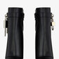 Faux Leather Padlock Detail Folded Wedge Heel Ankle Boots - Black