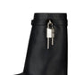 Faux Leather Padlock Detail Folded Wedge Heel Ankle Boots - Black