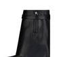 Faux Leather Padlock Detail Folded Wedge Heel Ankle Boots - Black