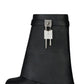Grained Faux Leather Padlock Detail Folded Chunky Sole Biker Ankle Boots - Black