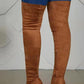Faux Suede Peep Toe Heeled Over The Knee Boots - Brown