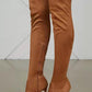 Faux Suede Peep Toe Heeled Over The Knee Boots - Brown