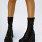 Black Chunky Platform Ankle Sock Boots