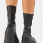 Black Chunky Platform Ankle Sock Boots