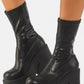 Black Chunky Platform Ankle Sock Boots