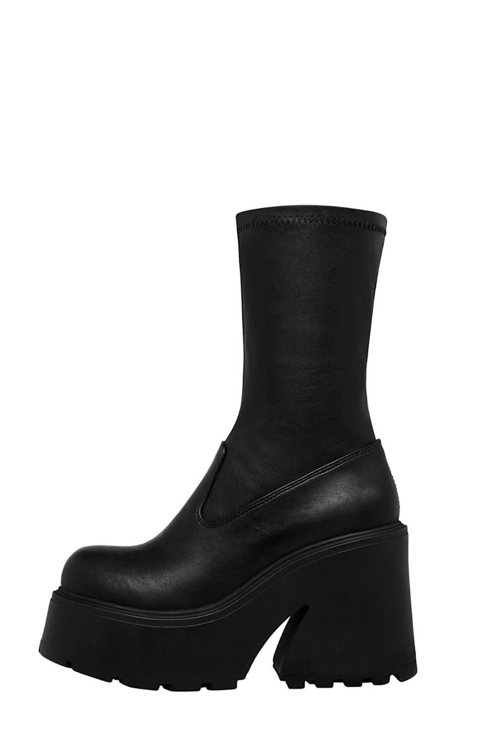 Black Chunky Platform Ankle Sock Boots