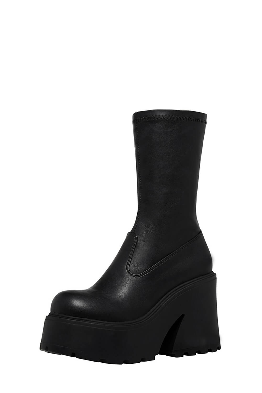 Black Chunky Platform Ankle Sock Boots