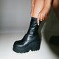 Black Chunky Platform Ankle Sock Boots