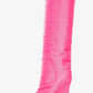 Velvet Sharp Pointed Toe Knee High Wedge Boot - Hot Pink