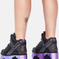 Sky Glitter Platform Lace Up Boots With Cloud Patches Detailing - Black