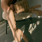 Faux Leather Double Platform Square Toe Chunky Block Heel Knee High Boot - Nude